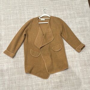 Goodnight Macaroon Camel Open Front long Cardigan